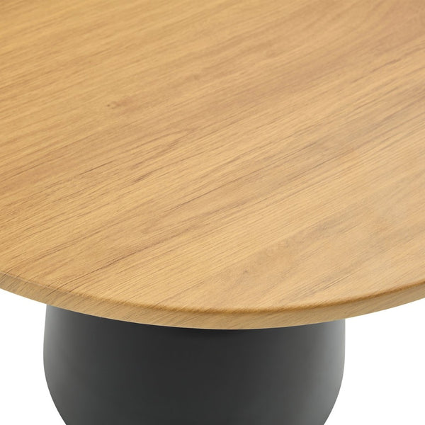 English Elm 23.6 Inch Round Side Table with Metal Base Warm Grain Top for Living Room or Office Wood W2920P407666