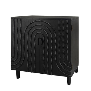 English Elm Modern Black Wood Storage Cabinet - Stylish 30In Accent Sideboard For Living Room, Bedroom & Entryway W2729P239175