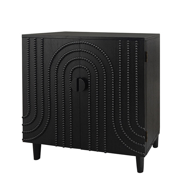English Elm Modern Black Wood Storage Cabinet - Stylish 30In Accent Sideboard For Living Room, Bedroom & Entryway W2729P239175