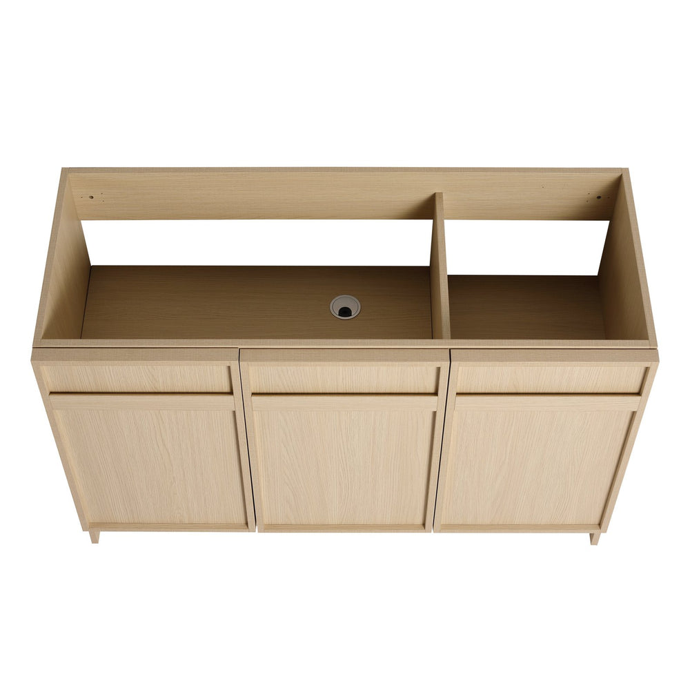 English Elm 48" Freestanding Bathroom Vanity with 3 Soft-Close Doors, Adjustable Shelf, Scratch & Water-Resistant Finish W999P239163