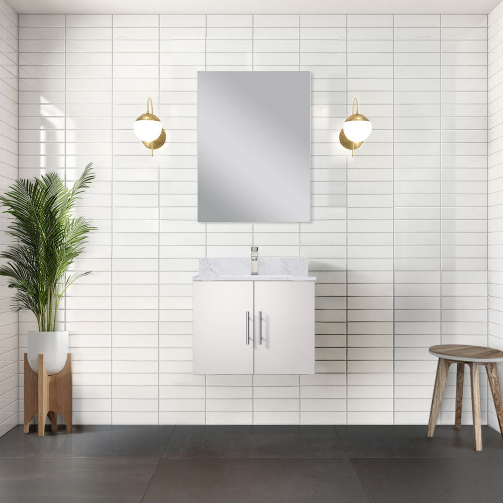 English Elm Glossy White Bath Vanity With Carrara Marble Top – Stylish, Compact Design & Soft-Close Storage Solution B2731P258567