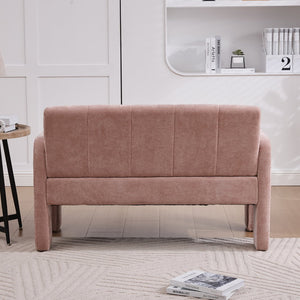 English Elm Nordic Ergonomic Double Armchair Upholstered Chenille Two-Seater Sofa 550lb Capacity Compact Lounge Chair Pink W395P380535