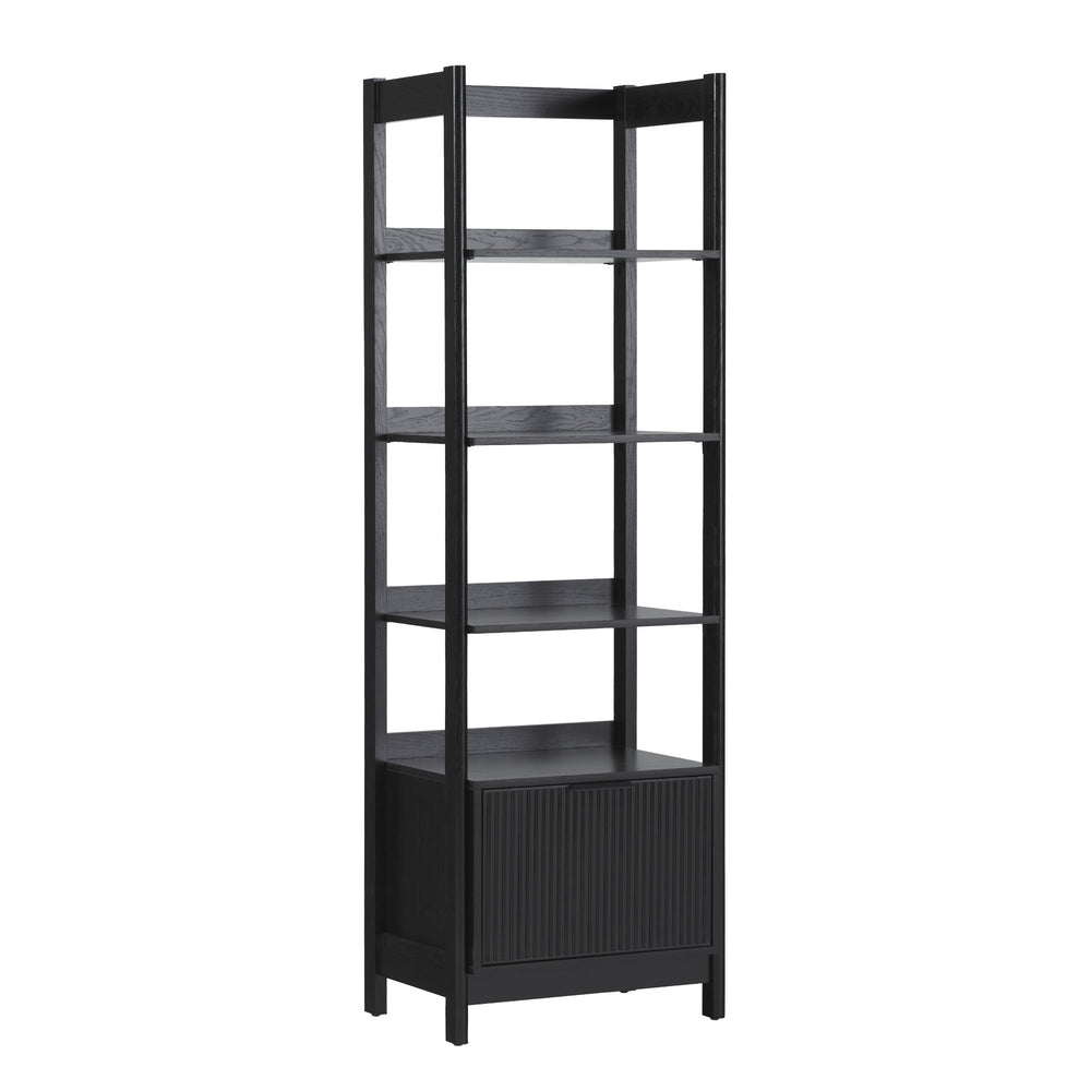 Holmes Modern Narrow Bookcase with Reeded Drawer Black WEHOL41OS2BL0 Walker Edison