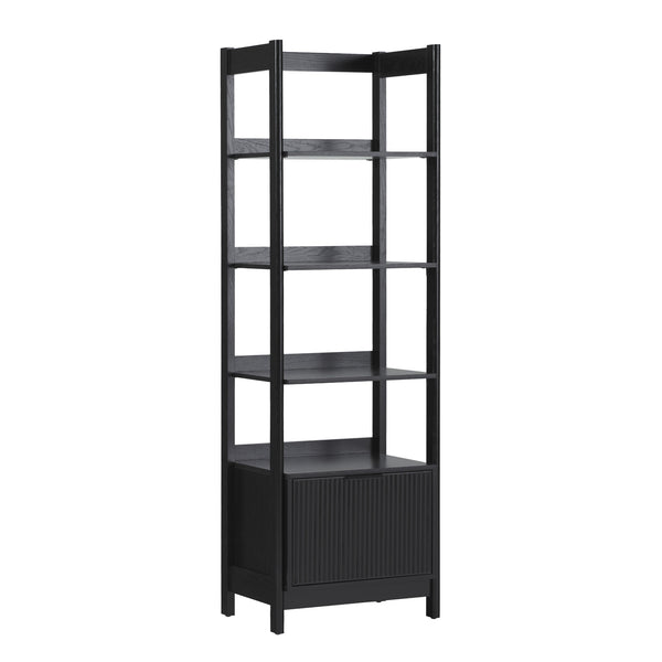 Holmes Modern Narrow Bookcase with Reeded Drawer Black WEHOL41OS2BL0 Walker Edison