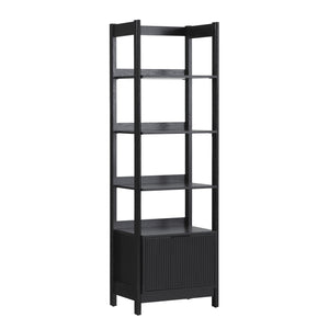 Holmes Modern Narrow Bookcase with Reeded Drawer Black WEHOL41OS2BL0 Walker Edison