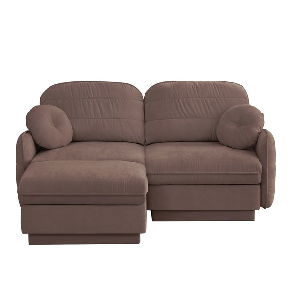 English Elm Chenille Cloud Modular Loveseat with Deep Foam Cushions Quilted Back and Ottoman Rose Dust W714S01775