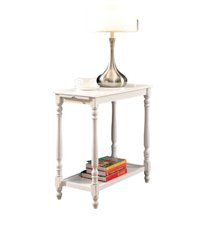 English Elm Modern USB Nightstand with Pull-Out Cup Holder, Hidden Cabinet Storage & Built-In Power Docking Station White 27 L x 16 W x 8 H B011P191542