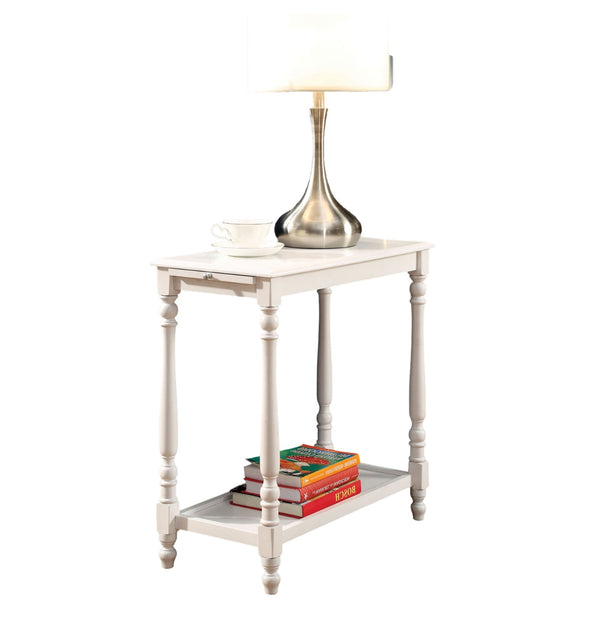 English Elm Modern USB Nightstand with Pull-Out Cup Holder, Hidden Cabinet Storage & Built-In Power Docking Station White 27 L x 16 W x 8 H B011P191542