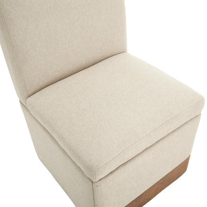 English Elm COOLMORE Swivel Rolling Dining Chair with Hidden Storage, Linen Upholstered 4-Wheel Multiuse Seat Beige W1539P277679