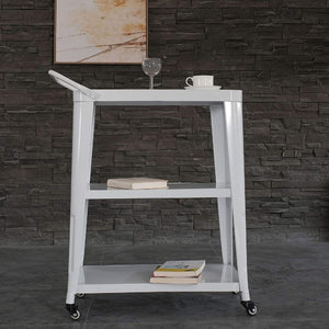 English Elm 3-tier Metal Rolling Cart with Swivel Casters Sleek White Kitchen Bar Serving Station B011P236767