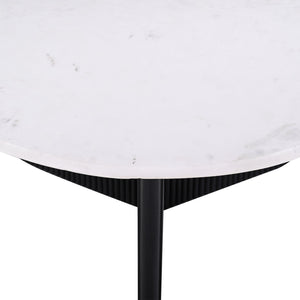 English Elm Modern 31" Coffee Table with White Marble Top and Black Fluted Mango Wood Pedestal Base, Scandinavian Chic B2741P329233