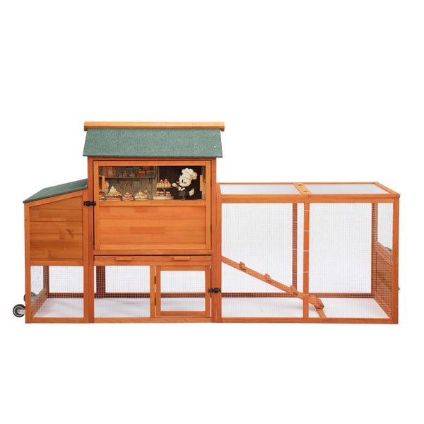 English Elm Portable Pinewood Chicken Coop with Nesting Box Run and Wheels for Backyard Flocks Orange W2181P356215