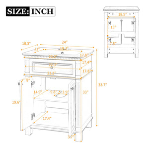 English Elm 24'' Carved Farmhouse Bathroom Vanity with Ceramic Sink Soft Close Storage Cabinet White N710P446530K