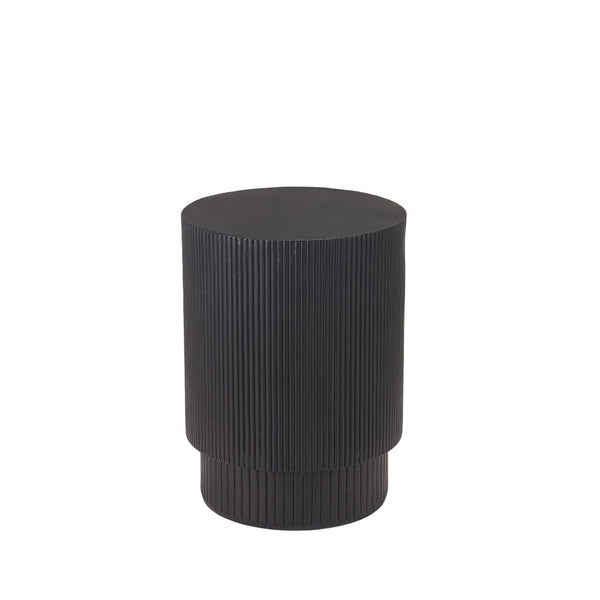 English Elm Handmade Mgo Ribbed Cylinder Side Table Black Concrete Finish Indoor Outdoor Use N772P261960B
