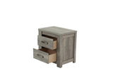 English Elm Bedroom Furniture Rustic Light Grey Simple 1 Piece Nightstand 2-Drawers Bed Side Table Solidwood