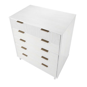 English Elm Granville 38" White 5-Drawer Chest – Modern Solid Wood Storage With Glam Gold Hardware & Style B365S00080