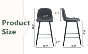 English Elm Modern Quilted Pu Leather Barstools Set of Two with Black Metal Legs for Kitchen Islands W1151P242028