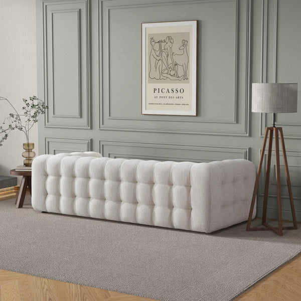 English Elm Eden Boucle Chesterfield Sofa Tufted Button Back Rolled Arms for Living Room B183P231861