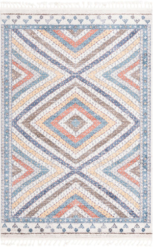 Unique Loom Aramis Rio Machine Made Tribal Rug Blue, Light Blue/Ivory/Light Brown/Terracotta 6' 1" x 9' 0"