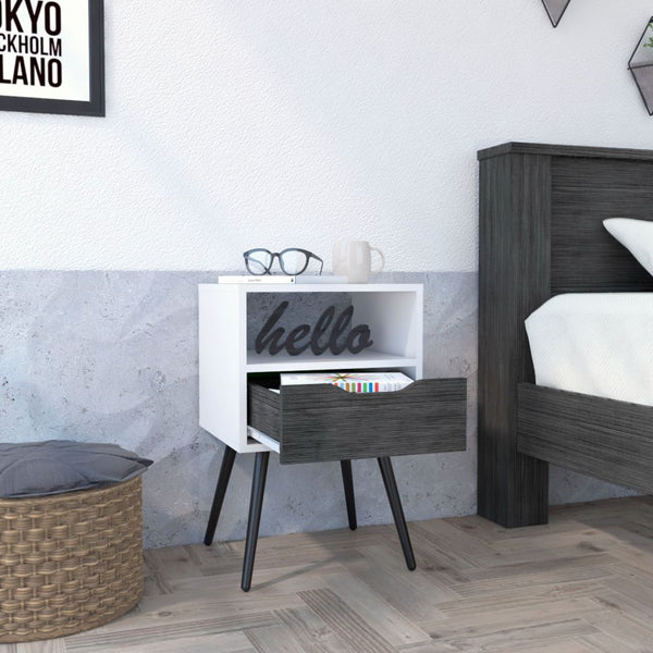 English Elm Allie Modern Nightstand with Superior 20.9" Top, Open Shelf & Drawer, Multicolor Particle Board B128P148651