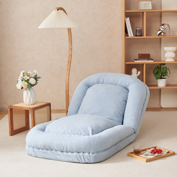 English Elm Triple Fold Down Sofa Bed – Compact, Metal Frame, Thick Cushion Comfort, Adjustable Back for Versatile Use Blue W244P196091