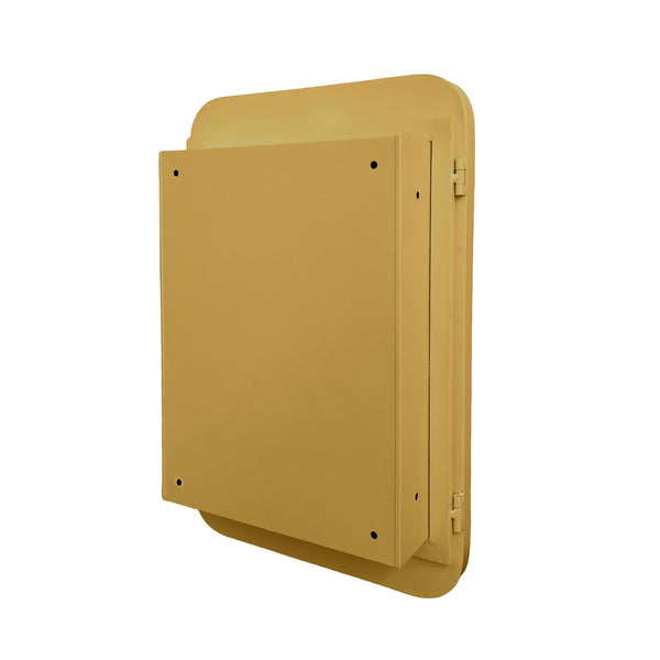 English Elm 16x24 Recessed Golden Metal Framed Medicine Cabinet with Mirror, Adjustable Shelves, Elegant Matte Gold Finish and Storage for Bathroom (Recessed) W1435P191606