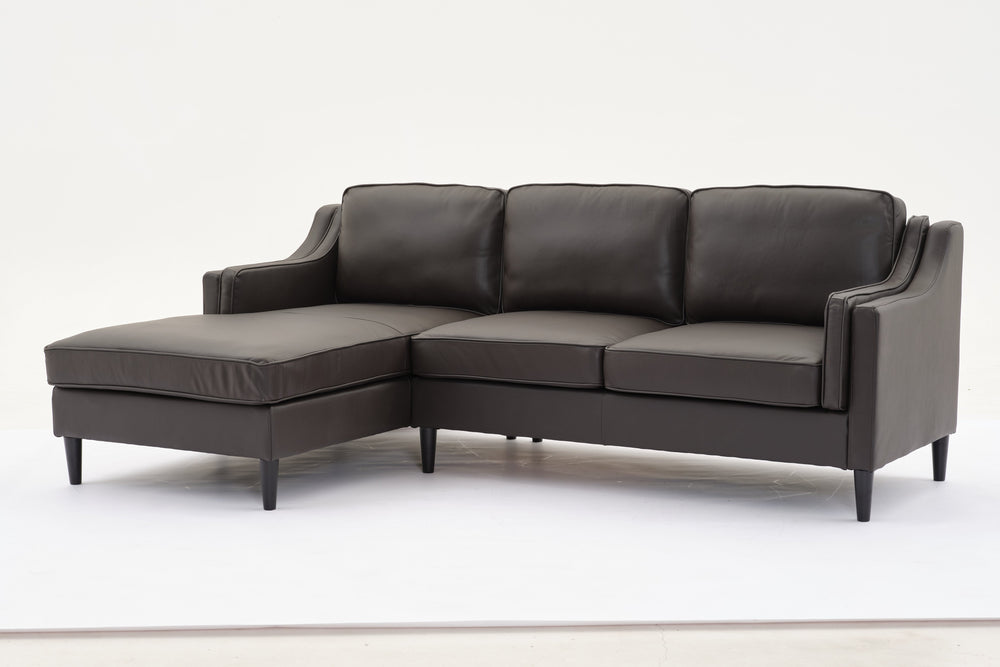 English Elm 94.5 Inch L-Shaped Genuine Leather Sofa With Left Chaise Lounge - Modern Espresso Elegance For Home W791S00023