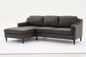 English Elm 94.5 Inch L-Shaped Genuine Leather Sofa With Left Chaise Lounge - Modern Espresso Elegance For Home W791S00023