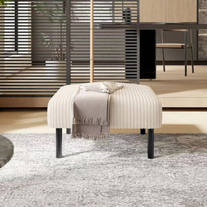 English Elm UNITED Corduroy Ottoman Footstool with Sturdy Frame, Soft Padded Seat, Versatile Living Room Stool Beige W1568P307252