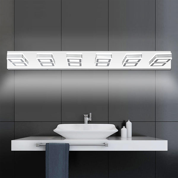 English Elm 39" Modern Chrome 6-Light Led Vanity Light Fixture With Acrylic Shades For Stylish Bathroom Illumination W2312P374881