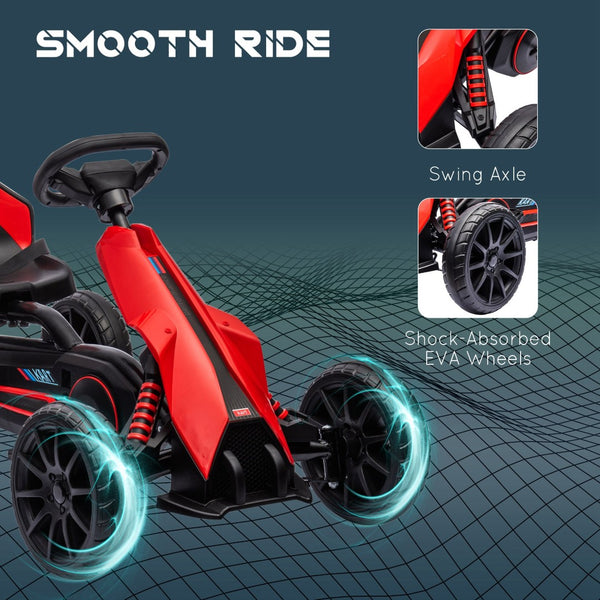 English Elm Aosom Kids Pedal Go Kart Outdoor Ride on Toy with Adjustable Seat and Handbrake W2225P249777