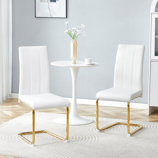 English Elm 4-pack Pu High-back Dining Chairs with Powder-coated Metal Legs for Modern Kitchens W3875P372873