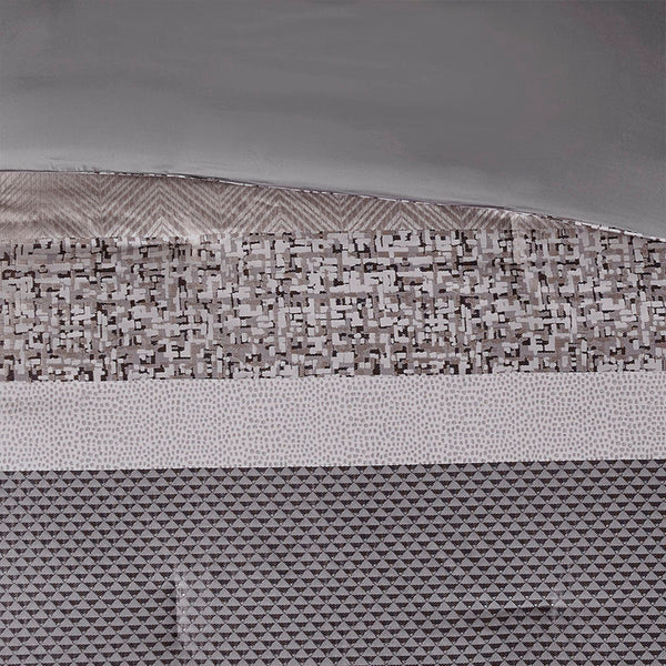 English Elm 7 Piece Jacquard Comforter Set Luxury Rhapsody Grey Taupe Cal King with 3 Decorative Pillows & Bedskirt, Machine Washable Elegance B03596940