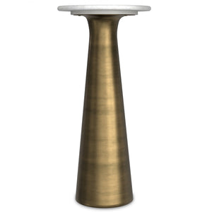 English Elm Nicollette Antique Brass Side Table with White Marble Top, Handcrafted Iron Base, 30"L x 16"W Accent Piece B136P262282