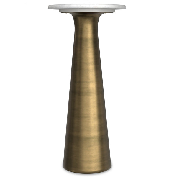 English Elm Nicollette Antique Brass Side Table with White Marble Top, Handcrafted Iron Base, 30"L x 16"W Accent Piece B136P262282