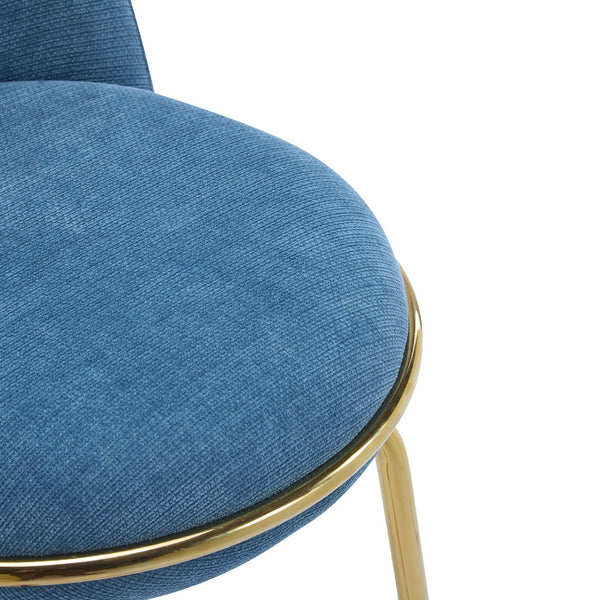 English Elm Christopher Knight Home® - Rio Claro Metal Upholstered Barstool Set of 2 – Sculptural Rounded Seat, Low Back, Stain-Resistant Fabric, Durable Frame, Space-Saving Design Blue,Gold N775P268026U