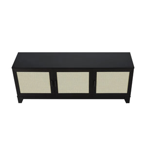 English Elm Sheridan 63" TV Stand with Soft-Close Doors, Cable Management, Solid Wood Legs and Handles Black B365P397912