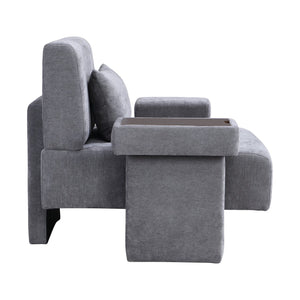 English Elm U-Can Modern Oversized Armchair with Ultra-Wide Seat, Asymmetrical Thick Arms, Built-In Storage, Plush Cushioning for Living Areas Gray SJ000130AAE