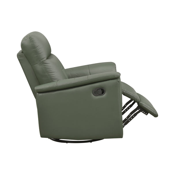 English Elm Green Swivel Glider Recliner Chair 100% Top Grain Leather Match 360° Swivel Plush Padded Comfort Reclining 35.5x36.5x40" B011P329277