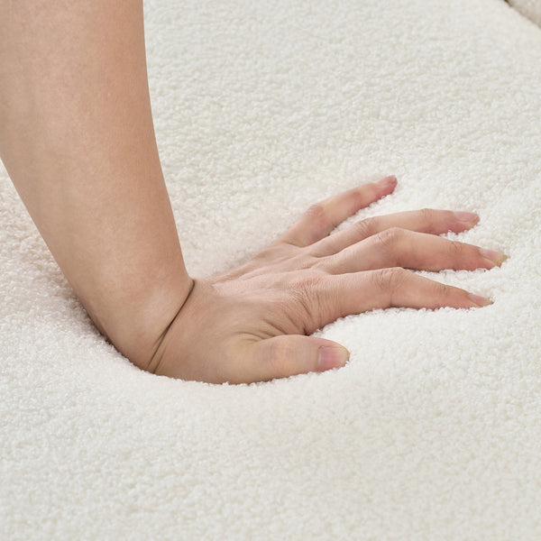 English Elm 85" Oversized Chenille Sofa Luxury 3-Seater Deep Tufted Couch with Gold Metal Legs and Pillows Beige W3373S00034