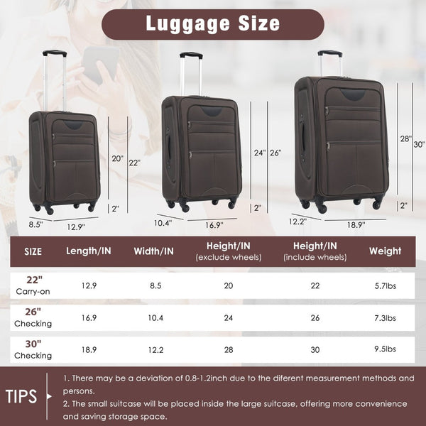 English Elm Softside Expandable Spinner Luggage Set with Tsa Lock Duffel Polyester Travel Brown N732P201004E