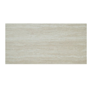 English Elm Two-Tone Travertine Top 3pc Dining Set with Biscuit-Tufted Beige Stools, Black/Gray Transitional Chic B2741P301915