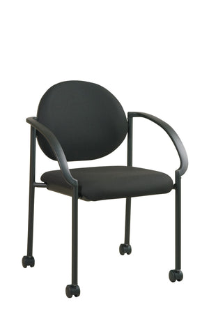 OSP Home Furnishings Stack Chair with Arms Casters Padded Seat Greenguard Certified for Office Training Rooms STC3440-231