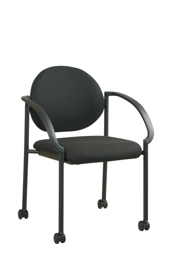 OSP Home Furnishings Stack Chair with Arms Casters Padded Seat Greenguard Certified for Office Training Rooms STC3440-231