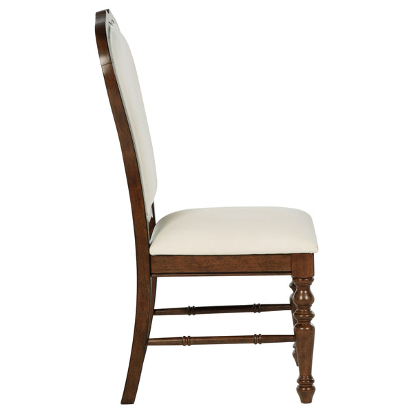 English Elm 2pc Farmhouse Ladderback Dining Chairs with Padded Latte Upholstery, Asian Hardwood Frame, Wire-Brushed Texture Brown,Ivory 43.11 L x 22.83 W x 14.37 H B011P298385