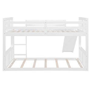 English Elm Twin Over Kids Bunk Bed with Slide Ladder Pine Frame White Finish LT000108AAK-1
