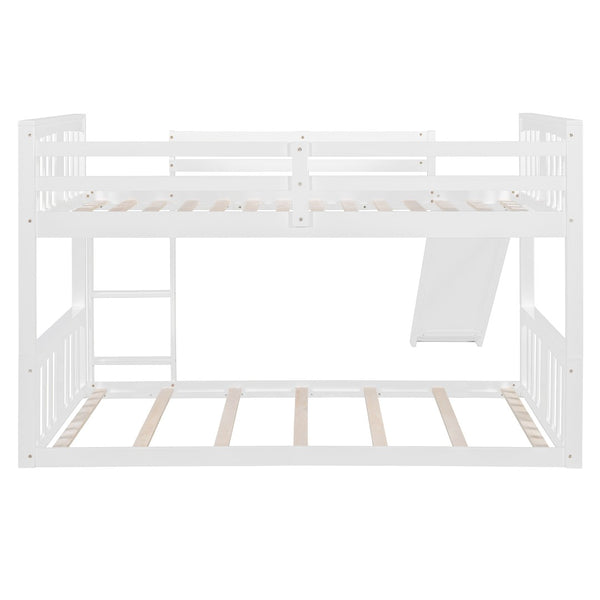 English Elm Twin Over Kids Bunk Bed with Slide Ladder Pine Frame White Finish LT000108AAK-1