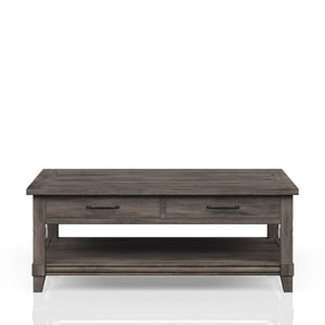English Elm Lift Top Rustic Gray Cocktail Table with Casters, Solid Wood & MDF, Lift Storage Shelf, Sturdy Moving Table - Durable Design B2699P208928