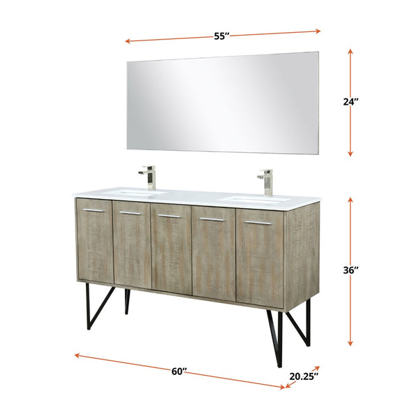 English Elm Rustic Acacia Double Bath Vanity With Cultured Marble Top, Rose Gold Faucet, And Matching Mirror B2731S01784-GIGA