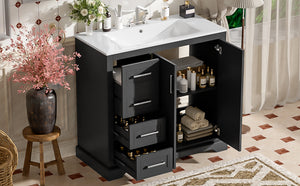 English Elm 36" Modern Bathroom Vanity with Ceramic Sink, Soft-Close Doors, 3 Drawers & Ample Storage for Small Baths Black N729P280194B